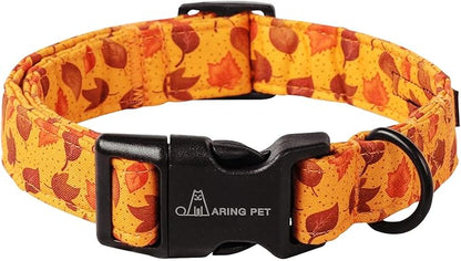 ARING PET Fall Dog Collar-Cotton Lightweight Maple Leaves Dog Collar