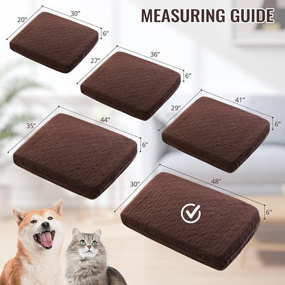 nanbowang Waterproof Dog Bed Covers Replacement Washable Pet Hair Easy to Remove, Dog Pillow Cover Quilted, Pet Bed Cover Lovely Puppy Bed Cover for Dog/Cat (48X30X6(1pack), Brown)