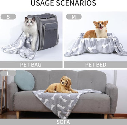 1 Pack 3 Dog Blankets Super Soft Puppy Bone-Small(23"x15")