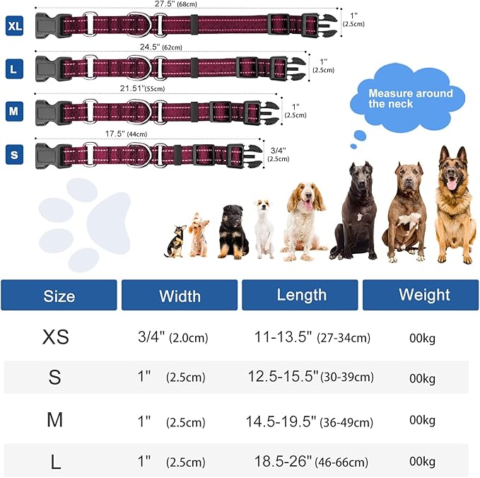 Reflective Martingale Dog Collars. Dog Collar with Quick