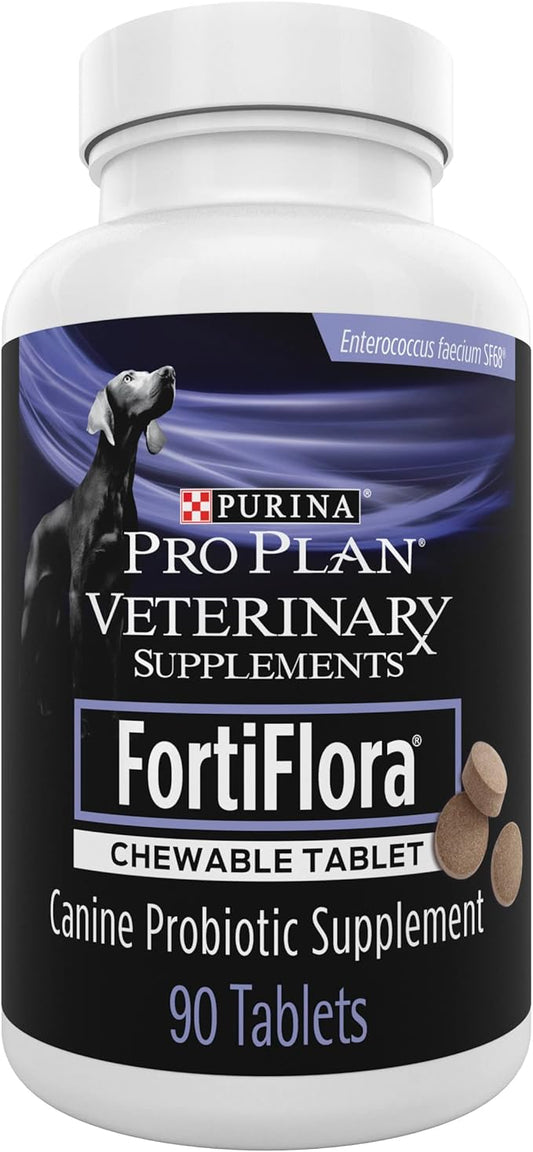 Purina Pro Plan Veterinary Supplements FortiFlora Chewable Dog Probiotic Supplement Tablets - 90 ct. Canister