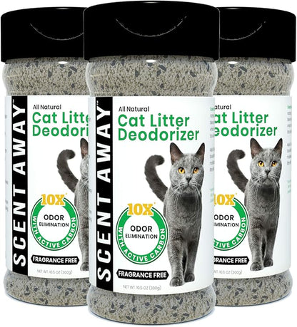 Cat litter Deodorizer Litter Box Odor Eliminator | Fragrance Free Cat Litter Deodorizer with ACTIVE CARBON | Eliminates Cat Odors and Smells to Keep Your Home Fresh and Clean (Pack of 3)