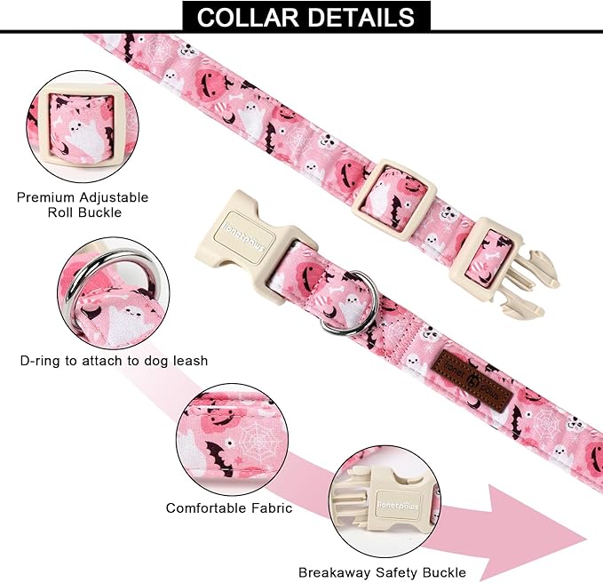 Lionet Paws Halloween Pink Dogs Collar Halloween 13.5-22 inches