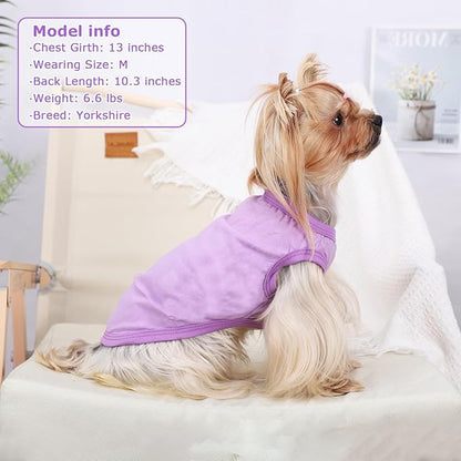 Dog Shirt Vest Clothes for Small Dogs Boy Girl Summer Solid Stretchy Puppy T-Shirts Soft Cool Breathable Lightweight Dog Sweatshirt Pet Cat Outfit