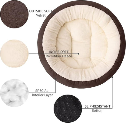 Love's cabin Round Donut Cat and Dog Cushion Bed 20in Pet