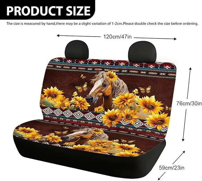 AFPANQZ Horse Sunflower Car Rear Bench Protective Car