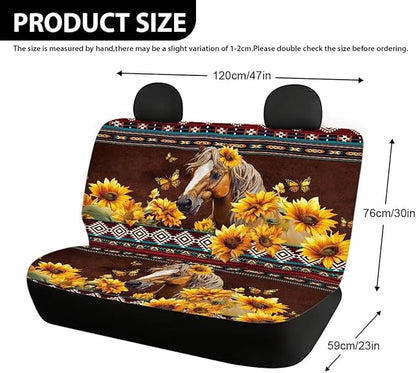 AFPANQZ Horse Sunflower Car Rear Bench Protective Car