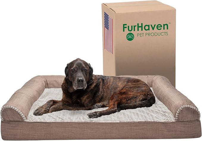 Furhaven Memory Foam Dog Bed for Large Dogs w/ Removable Bolsters & Washable Cover 125 lbs
