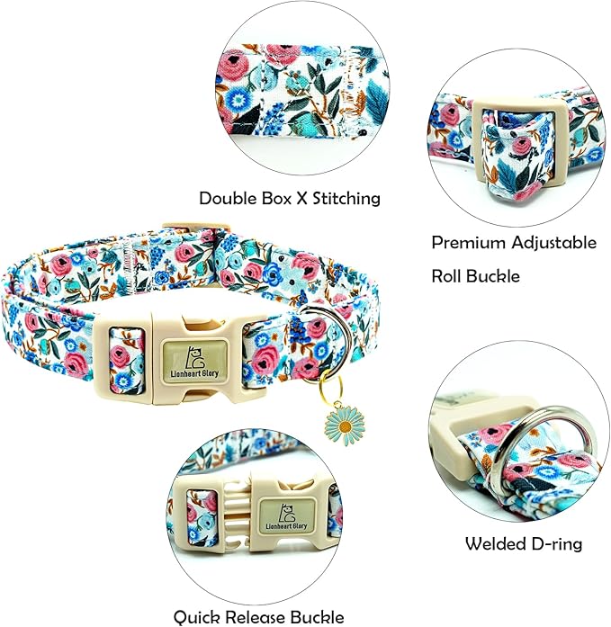 Lionheart glory Dog Collar Flowers Print Dogs Collar