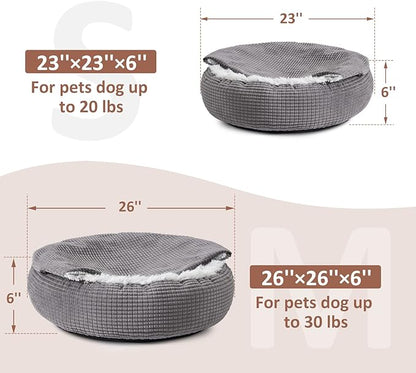 MIXJOY Small Dog Bed with Blanket Attached 23inch