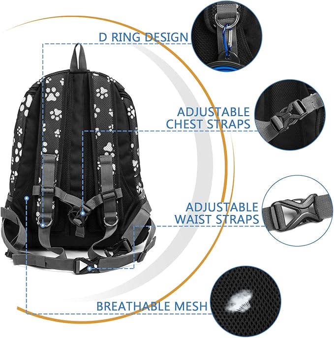 Dog Backpack Carrier for Small Dogs Pet Front Carrier Backpack Travel Breathable Head Out with Reflective Safe