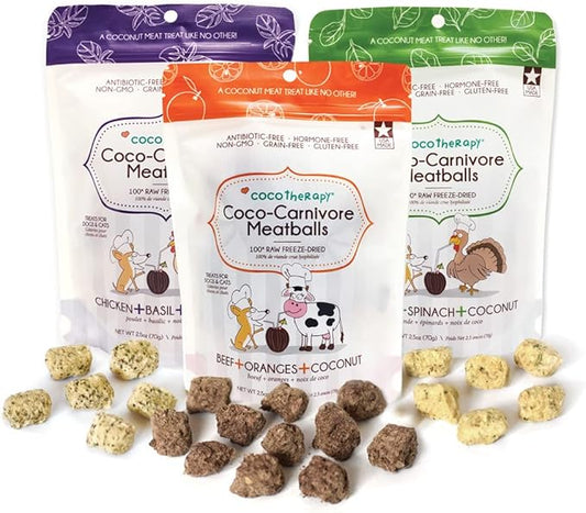 CocoTherapy 3 Pack of Coco-Canivore Meatballs Dog Treats