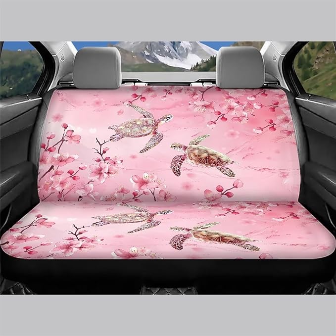 AFPANQZ Cherry Blossom Sea Turtle Car Backseat Covers Dog Seat Cushion for Rear Seat Non-Slip Soft Car Seat Covers for Dogs