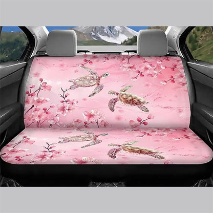 AFPANQZ Cherry Blossom Sea Turtle Car Backseat Covers Dog Seat Cushion for Rear Seat Non-Slip Soft Car Seat Covers for Dogs