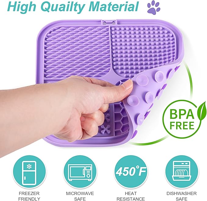 LUKITO 3PCS Licking Mat for Dogs & Cats with Suction Cups, Dog Peanut Butter Lick Pads for Anxiety Relief & Boredom Reducer, Slow Feeder Dog Bowls, Perfect for Bathing, Grooming and Training