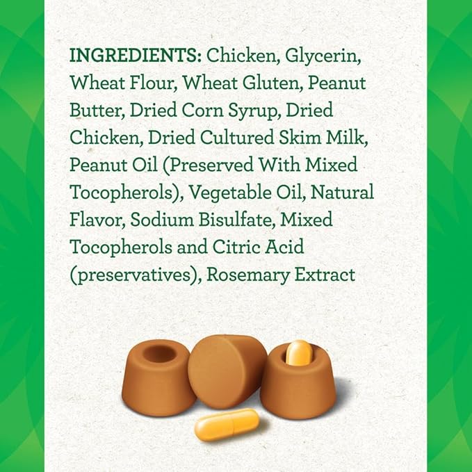 Greenies Pill Pockets for Dogs Capsule Size Natural Soft Dog Treats with Real Peanut Butter, (6) 7.9 oz. Packs (180 Treats)