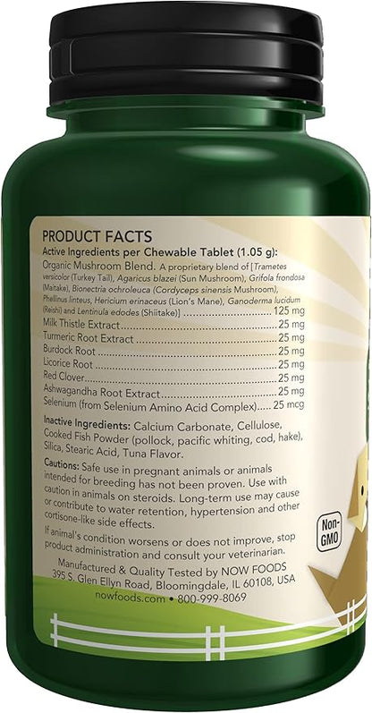 NOW Pet Health, Immune Support Supplement, Formulated for Cats & Dogs, NASC Certified, 90 Chewable Tablets