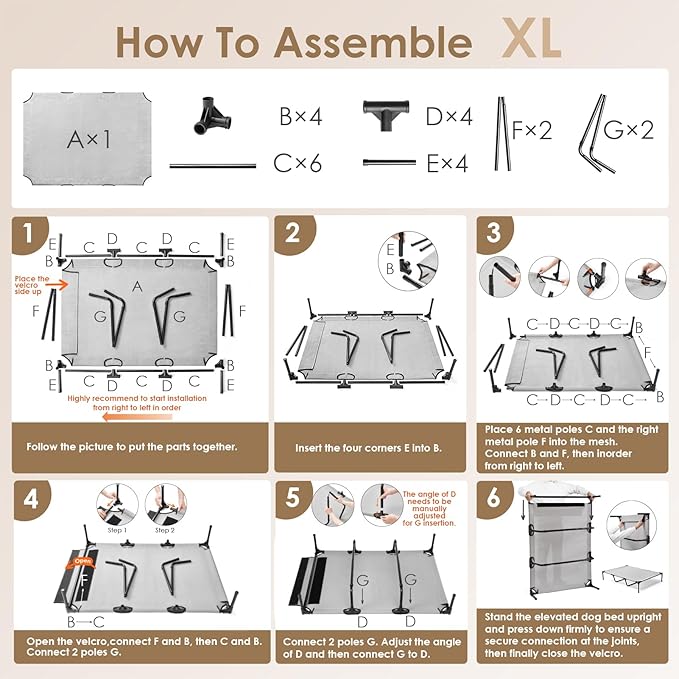 EHEYCIGA 50 Inch Elevated Dog Cot Beds for Extra Large Dogs