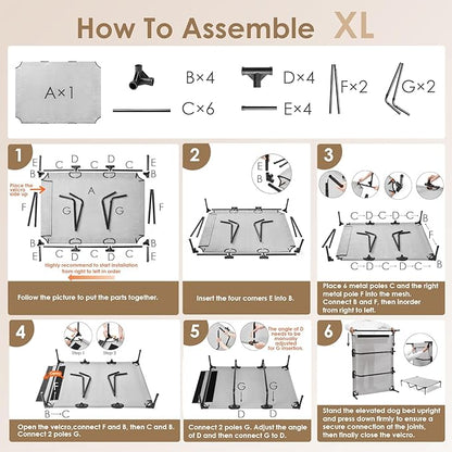 EHEYCIGA 50 Inch Elevated Dog Cot Beds for Extra Large Dogs