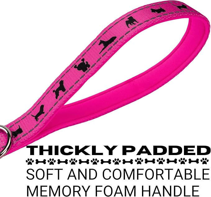 EcoBark Dog Leash - Soft & Reflective Comfort Training Leashes with Padded Handle - Strong Durable Heavy Duty - Training and Pulling for Small, Medium or Large Dogs (Pink)