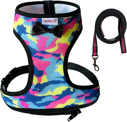 Premium Adjustable Chicken Harness with Camouflage Design & Comfortable Breathable Fabric - Includes Resilient 5.4ft Matching Leash for Secure Outings (Medium, Camouflage Pink)