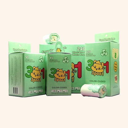 Color-Coded Dog Poop Bags 240 bags (16 rolls)