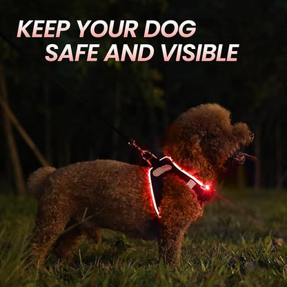 PcEoTllar Light Up Dog Harness, LED Dog Harness for Puppy Small Medium Dogs, Rechargeable No Pull Reflective Dog Harness, Flashing Lighted Dog Harness for Night Walking (Red,L)