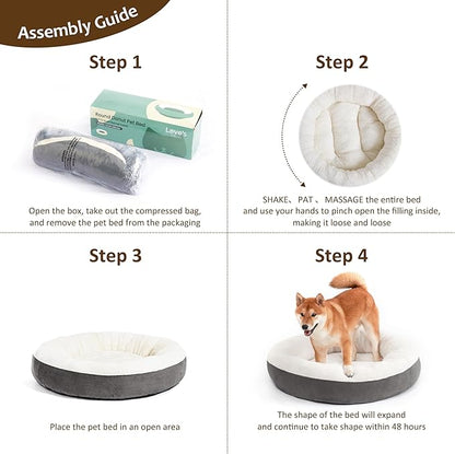 Love's cabin Round Donut Cat and Dog Cushion Bed 20in Pet