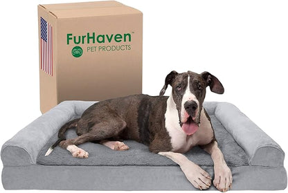 Furhaven Memory Foam Dog Bed for Large Dogs w/ Removable Bolsters & Washable Cover 125 lbs