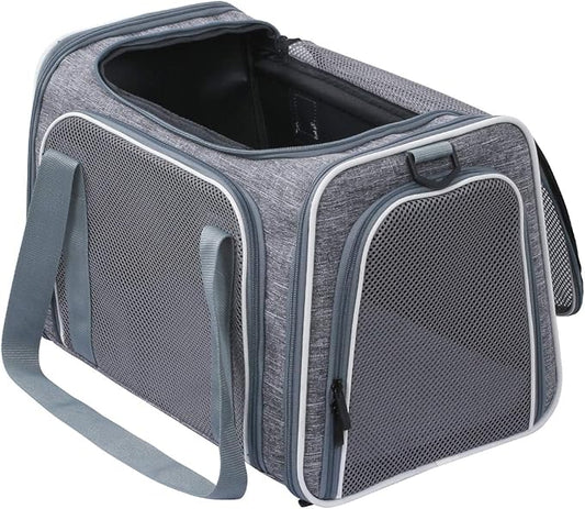 Cat Carrier - Soft-Sided Dog Pet Carrier, Portable Foldable Pet Bag up to 28 Lbs, Airline Approved Travel Puppy Carrier (Large, Light Grey)