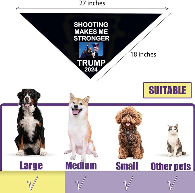 Trump 2024 Dog Bandana Make America Great Again Shooting Makes me Stronger Souvenir Flag Triangle Bibs Scarf Accessories Dog Cat Pet Animal