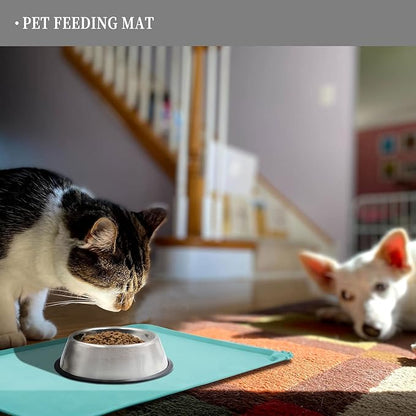 Reopet Waterproof Pet Feeding Mat with High Raised Edges, Heavier and Thicker Placemats for Cat Dog Water Bowl, BPA Free Silicone Feeding Mat, Dog Cat Feeding Mats for Food and Water Prevent Spill