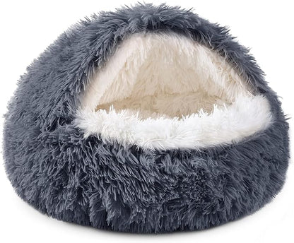 NOYAL Dog Bed Round Hooded Plush Cat Cave