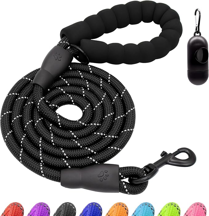 Dog Leash Heavy Duty 4/5/6FT Reflective 6'*1/2'', Black
