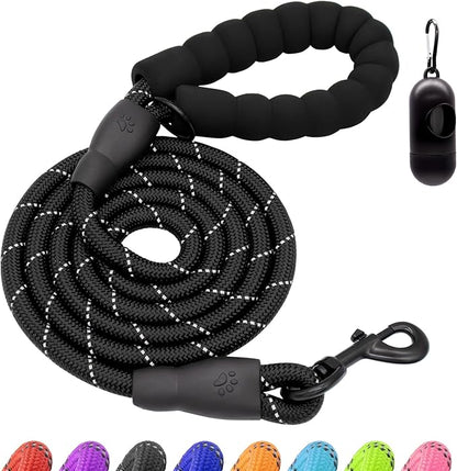 Dog Leash Heavy Duty 4/5/6FT Reflective 6'*1/2'', Black