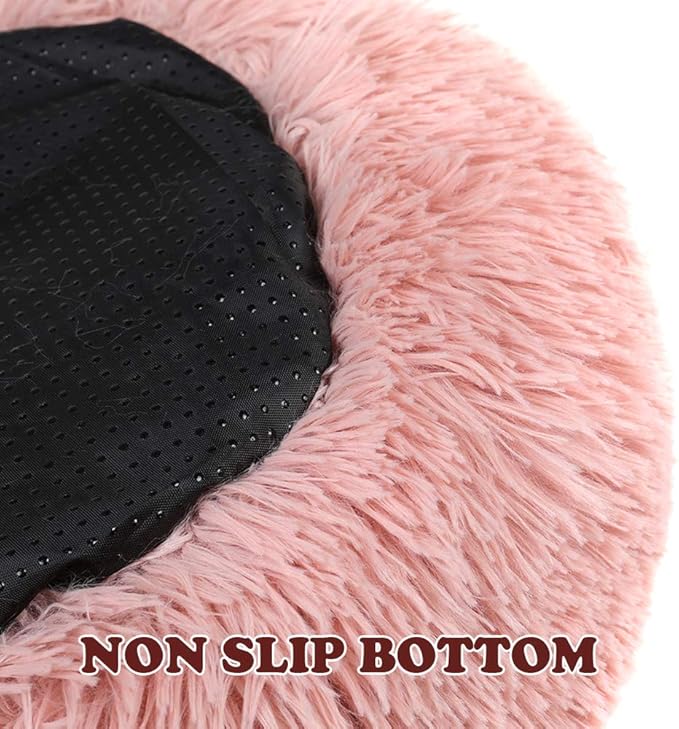 otoez Round Donut Dog Bed for Large Dogs Bottom(39.3", Pink)
