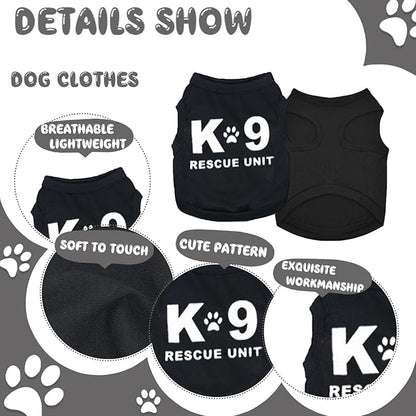 4 Pack Dog Clothes for Small Dogs Black Security Dog Shirt Soft Chihuahua Clothes Cute Pattern Male Dog Clothes Pet Clothing Puppy Clothes for Small Dog Boy Teacup Dog XXS