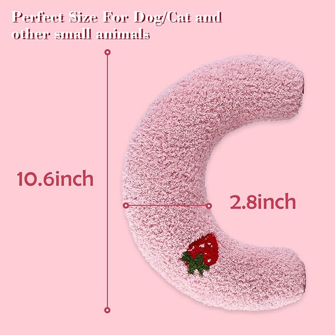 Dog Pillow Bed, Cat Calming Pillow, Dog Neck Pillow for Joint Relief Sleeping, Ultra Soft Half Donut Cuddler, Pillow Pet for Upper Spine Support, Doggy/Kitten Pillow Training Toy, PinkCherry