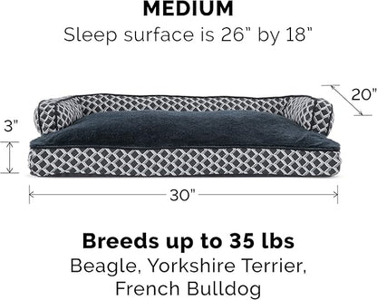 Furhaven Pillow Dog Bed for Medium/Small Dogs w/ Removable Bolsters & Washable Cover