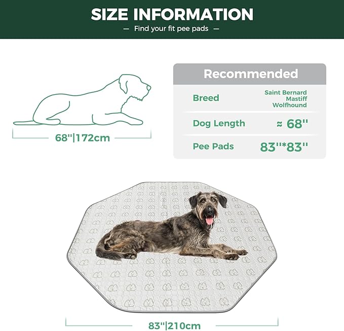 FXW Washable Pee Pads for Dogs 83" x 83", Specifically 32/40/45inch 8