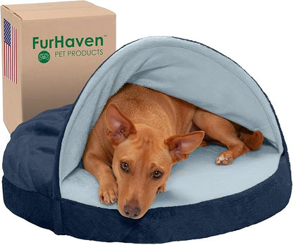 Furhaven 26" Round Memory Foam Dog Bed for Medium/Small Dogs w/ Removable Washable Cover 30 lbs 26-inch