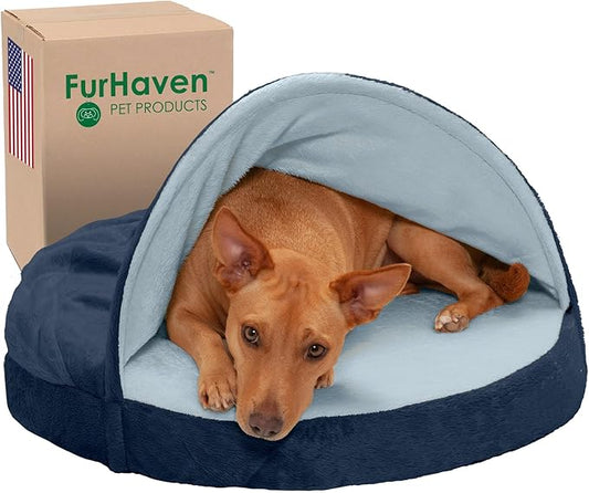 Furhaven 26" Round Memory Foam Dog Bed for Medium/Small Dogs w/ Removable Washable Cover 30 lbs 26-inch