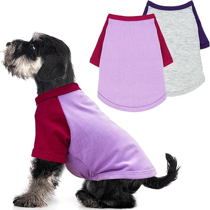 2 Pack Dog Clothes for Small Dogs Summer Dog Shirt Soft Stretchy Puppy Clothes for Medium Dog T-Shirts Lightweight Dogs Pet Cat Vest Clothing (Purple
