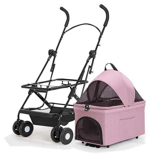 3 in 1 Dog Stroller 4 Wheels Folding
