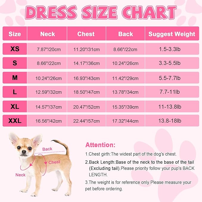 Dog Dresses for Small Dog Girls Dog Birthday Dress Cute Pet Princess Puppy Clothes Female Dog Clothes for Chihuahua Yorkie Clothes Small Dog Birthday Outfit Apparel