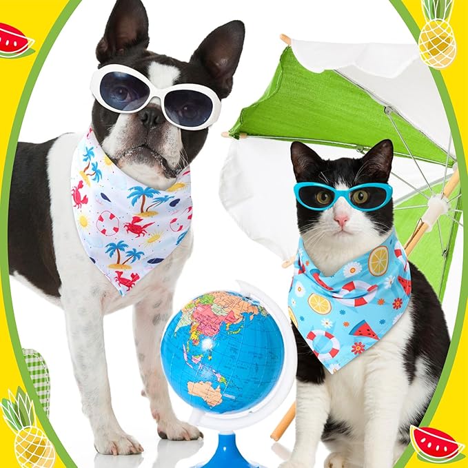 Sweetude 50 Pieces Hawaiian Dog Bandanas Summer Bandanas