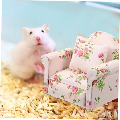 Hamster Sofa Chair Bunny Toys Guinea Pig Toys Rabbit Toys Furniture Decor Models Mini Sofa Mice Small Sofa Small Pet Bed Small Floral Hamster Supplies Cloth Individual