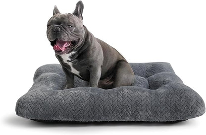 Small Dog Bed for Crate Washable Extra Soft 24 inch Dog Crate Bed with Anti-Slip Bottom Puppy Sleeping Pad for Small Breeds Dogs up to 25 lbs 24" x 18",Dark Grey