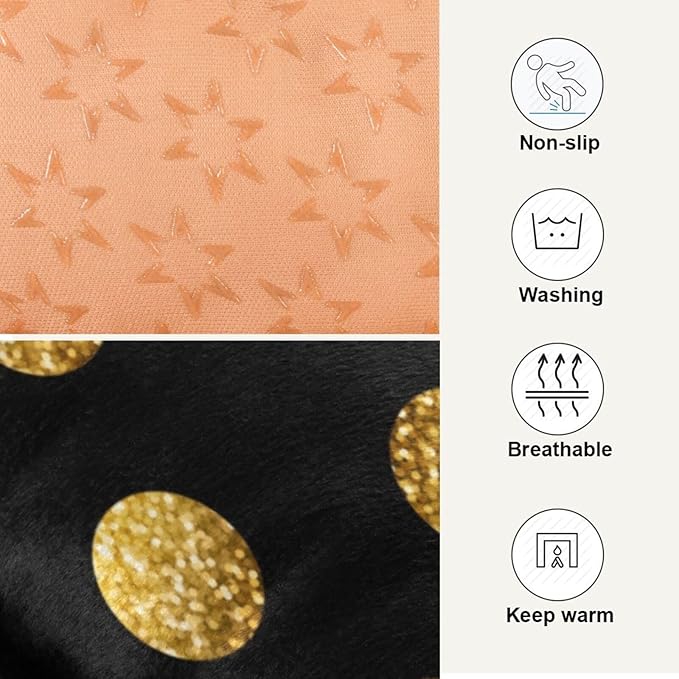 Polka Dot Black & Gold Pet Bed Pad Soft Dog Bed Mat with Anti-Slip Bottom 36'' x 24''