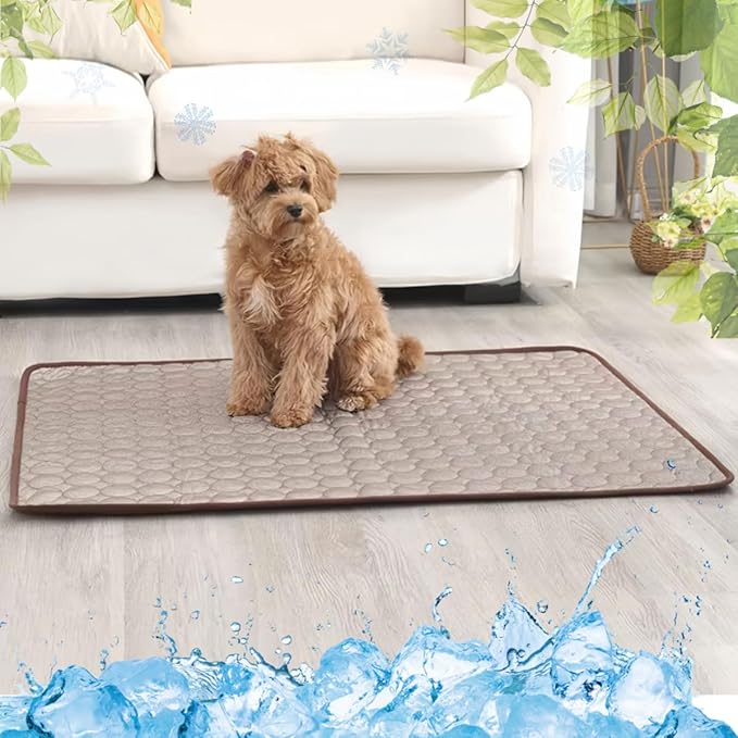 Dog Cooling Mat Washable Seats(Coffee,19x23in)